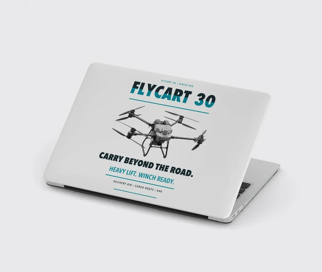 DJI FlyCart 30 design on light gray MacBook case