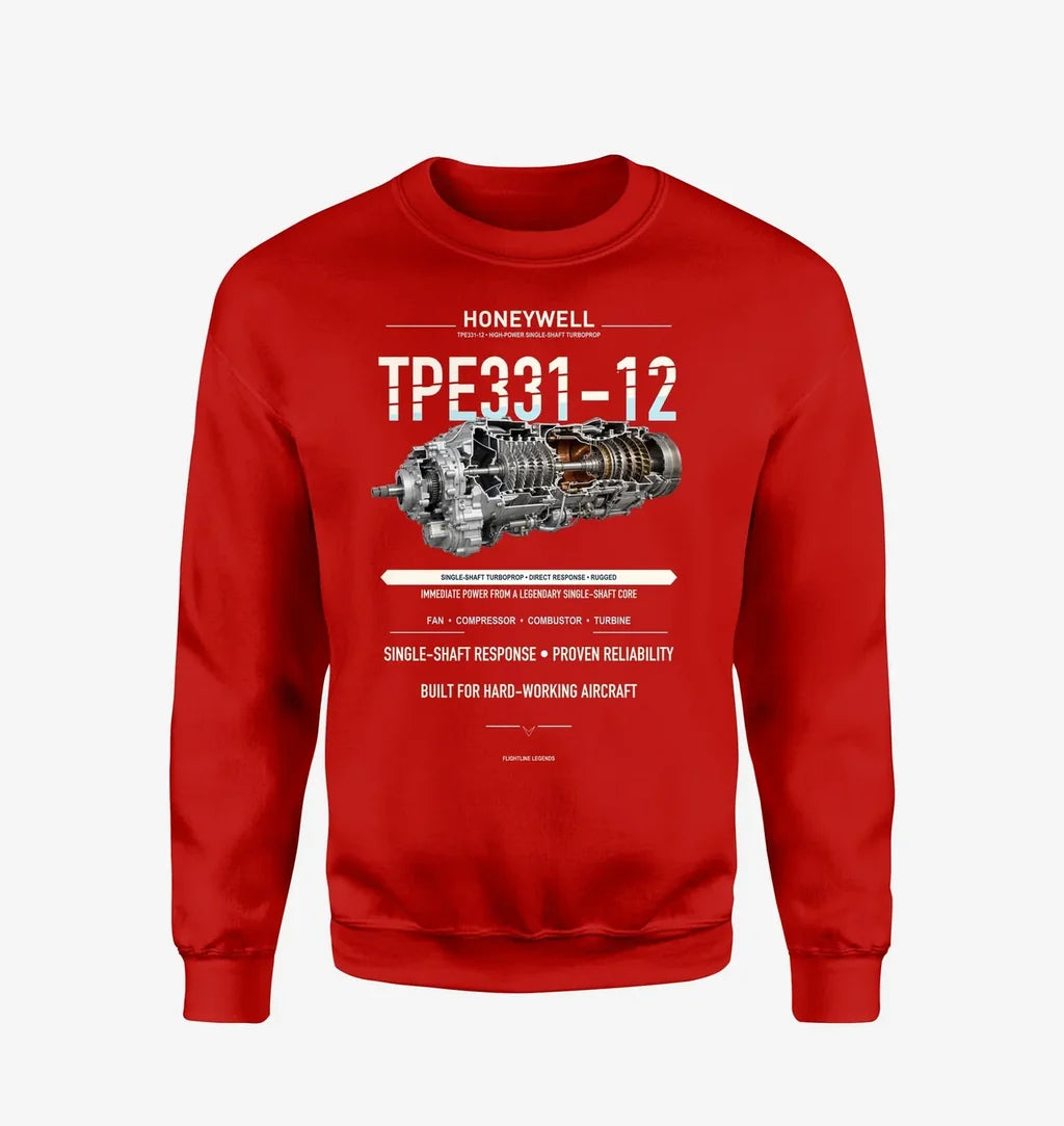 TPE331-12 design on red sweatshirt