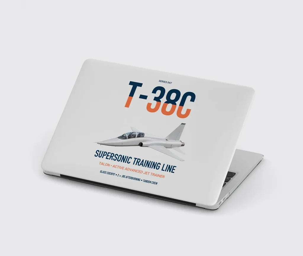 T-38C Talon design on light gray MacBook case