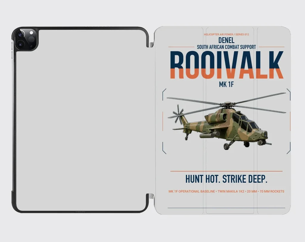 Denel Rooivalk Mk 1F design on light gray ipad tablet case