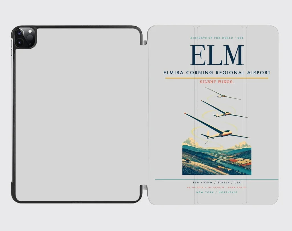 Elmira Corning Regional Airport (ELM) design on light gray ipad tablet case