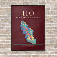 Thumbnail for Hilo International Airport ITO vertical canvas print - framed - dark red background