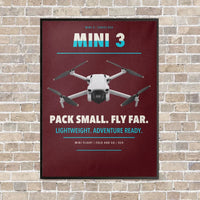 Thumbnail for DJI Mini 3 vertical canvas print - framed - dark red background