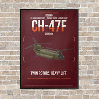 Thumbnail for Boeing CH-47F Chinook vertical canvas print - framed - dark red background