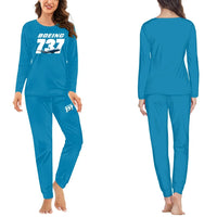 Thumbnail for Super Boeing 737+Text women pajamas - Light Blue