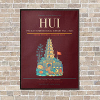 Thumbnail for Phu Bai International Airport HUI — Hue vertical canvas print - framed - dark red background