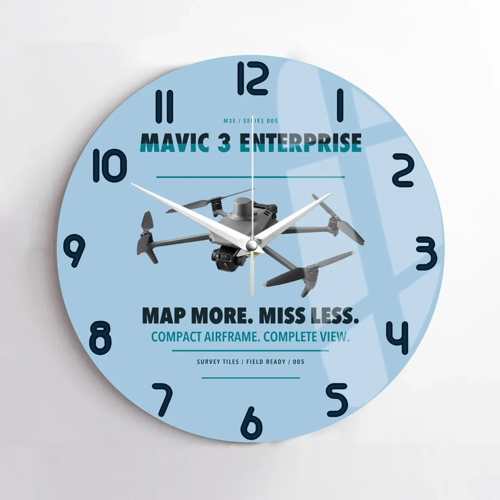 DJI Mavic 3 Enterprise design on light blue no frame wall clock