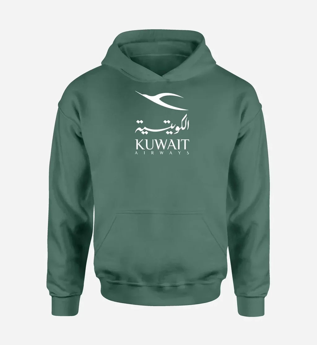 Kuwait Airways Airlines logo printed on green hoodie