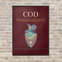 Thumbnail for Yellowstone Regional Airport COD — Cody vertical canvas print - framed - dark red background