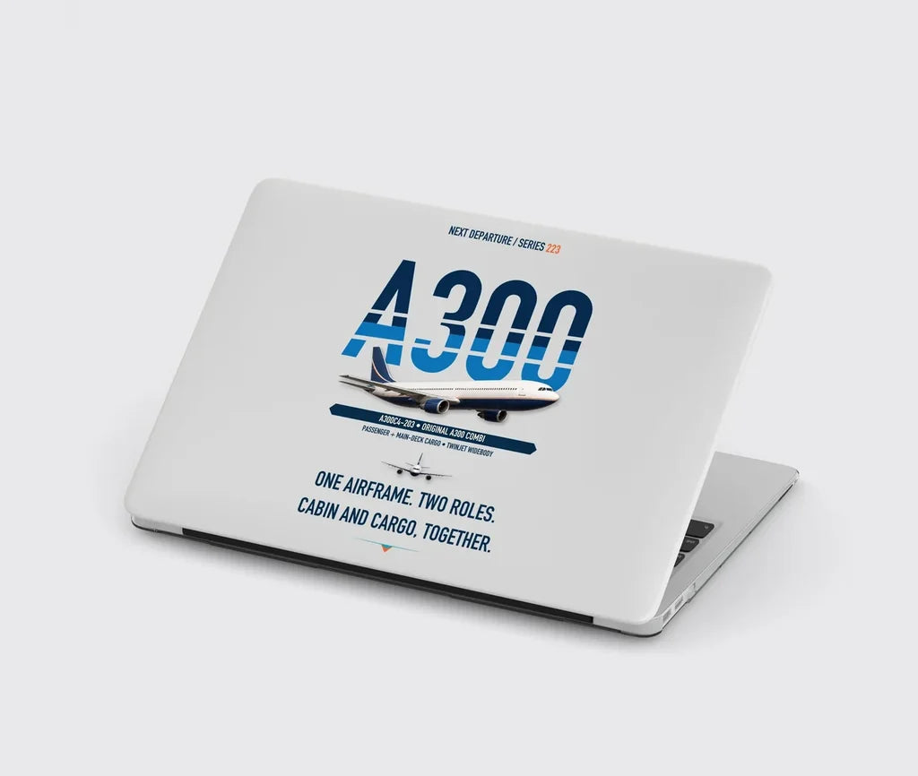 Airbus A300C4-203 design on light gray MacBook case