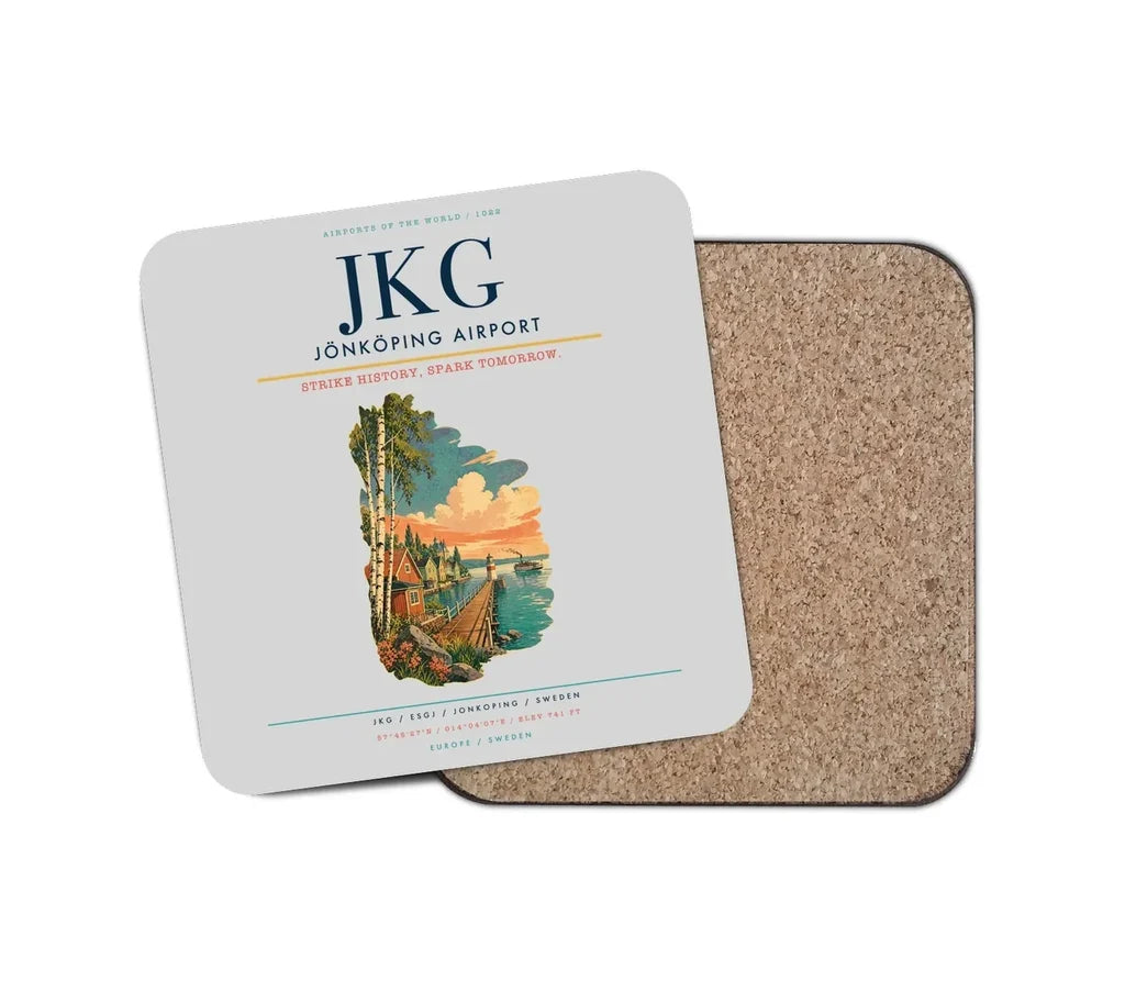 Jönköping Airport (JKG) design on light gray 1 piece coaster