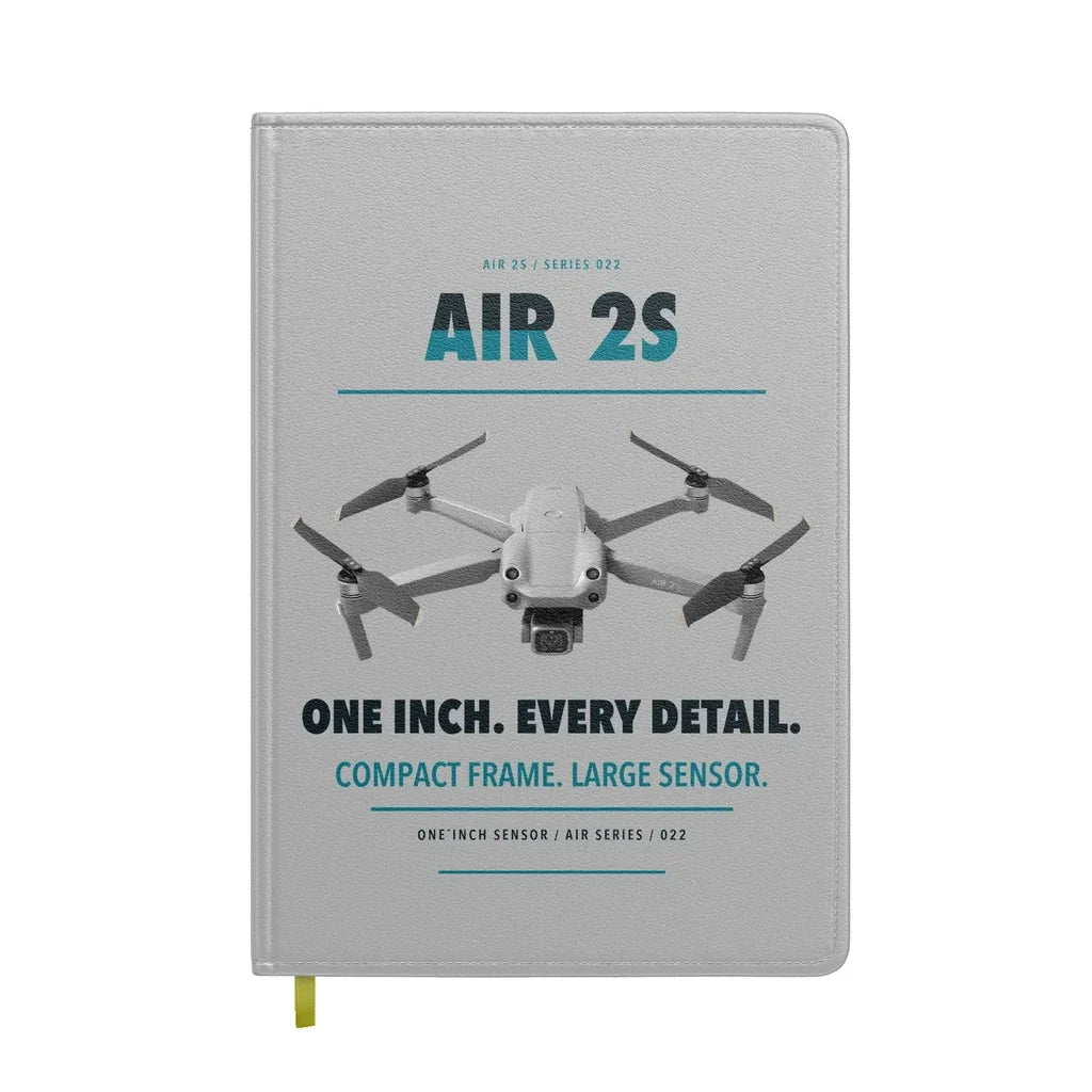 DJI Air 2S design on light gray notebook