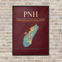 Thumbnail for Phnom Penh International Airport PNH vertical canvas print - framed - dark red background