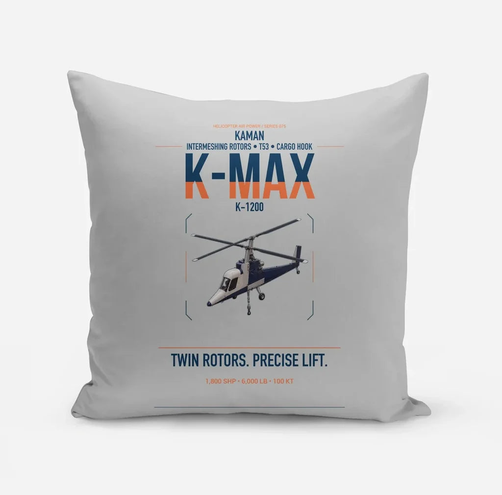 Kaman K-1200 K-MAX design on light gray pillow