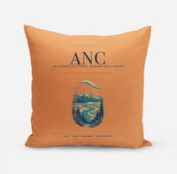 Thumbnail for Ted Stevens Anchorage International Airport (ANC) design on orange pillow
