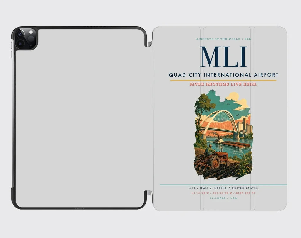Quad City International Airport (MLI) design on light gray ipad tablet case