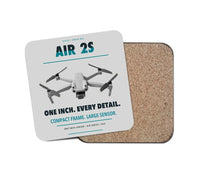 Thumbnail for DJI Air 2S design on light gray 1 piece coaster