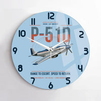 Thumbnail for P-51D Mustang design on light blue no frame wall clock