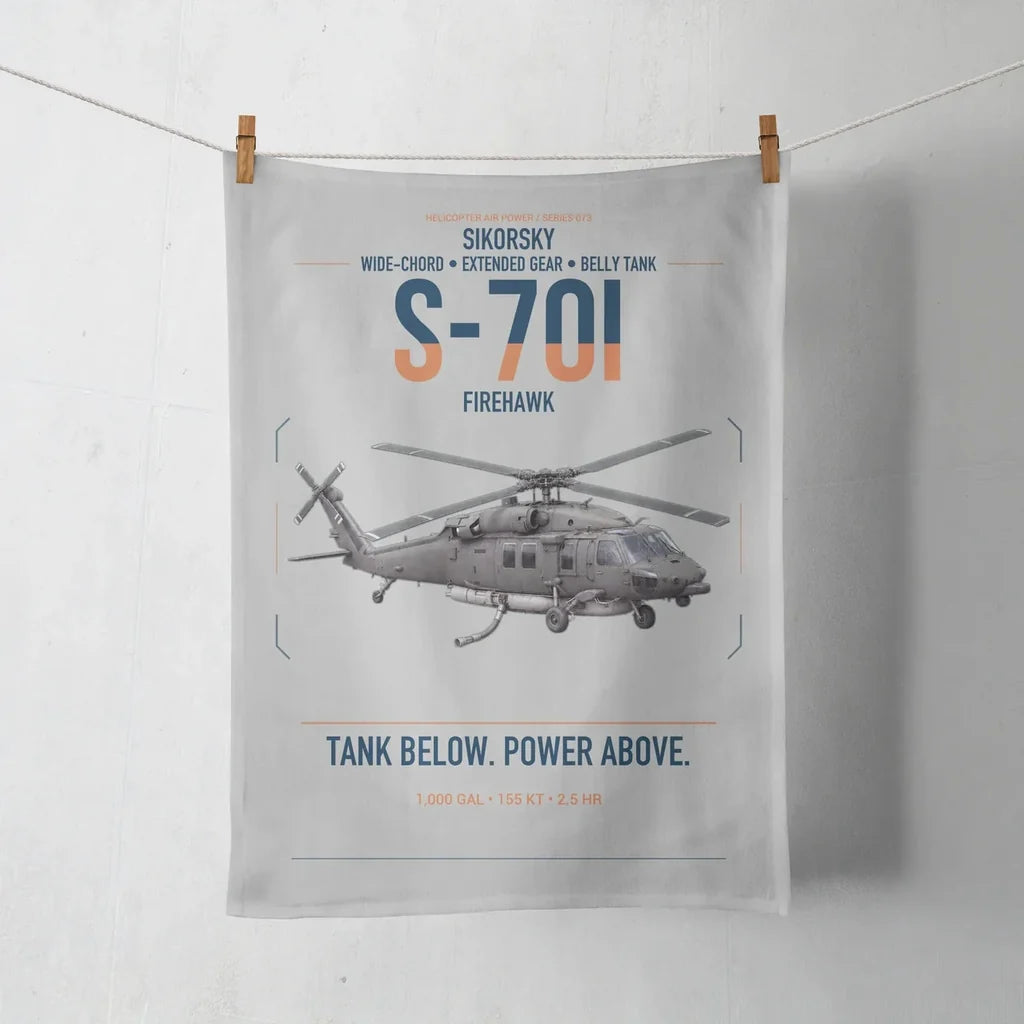 Sikorsky S-70i FIREHAWK design on light gray towel