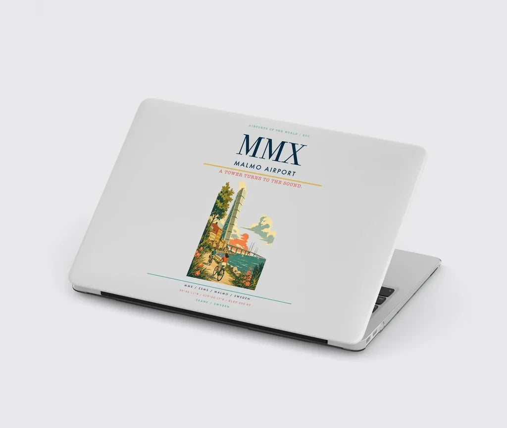Malmo Airport (MMX) design on light gray MacBook case