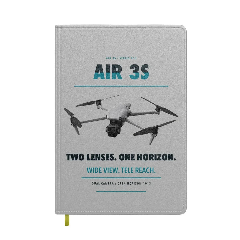 DJI Air 3S design on light gray notebook