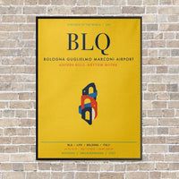 Thumbnail for Bologna Guglielmo Marconi Airport BLQ vertical canvas print - framed - yellow background