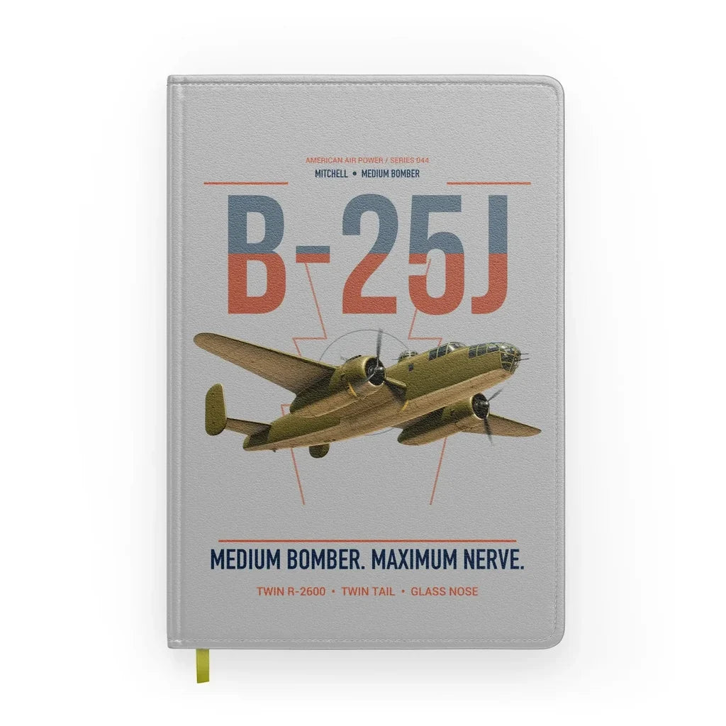 B-25J Mitchell design on light gray notebook
