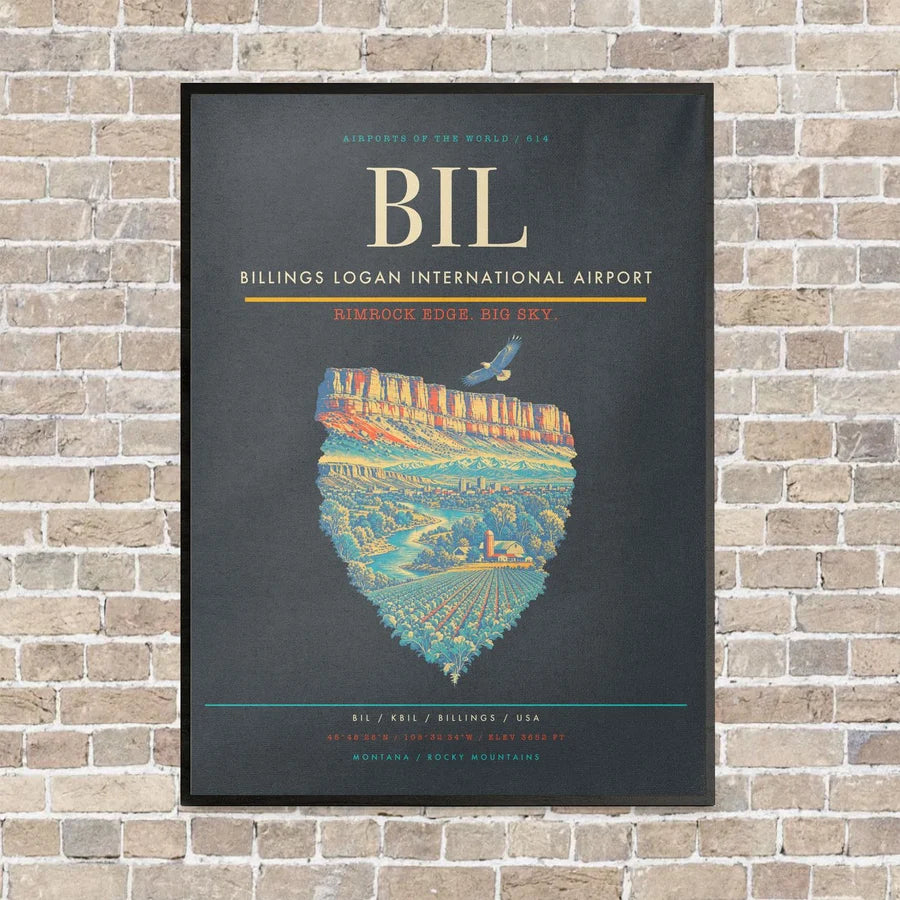 Billings Logan International Airport BIL - Canvas Framed - Gray