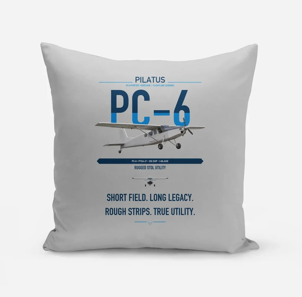 Pilatus PC-6 Porter design on light gray pillow