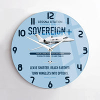 Thumbnail for Cessna Citation Sovereign+ design on light blue no frame wall clock