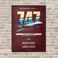 Thumbnail for Boeing 747SP vertical canvas print - framed - dark red background