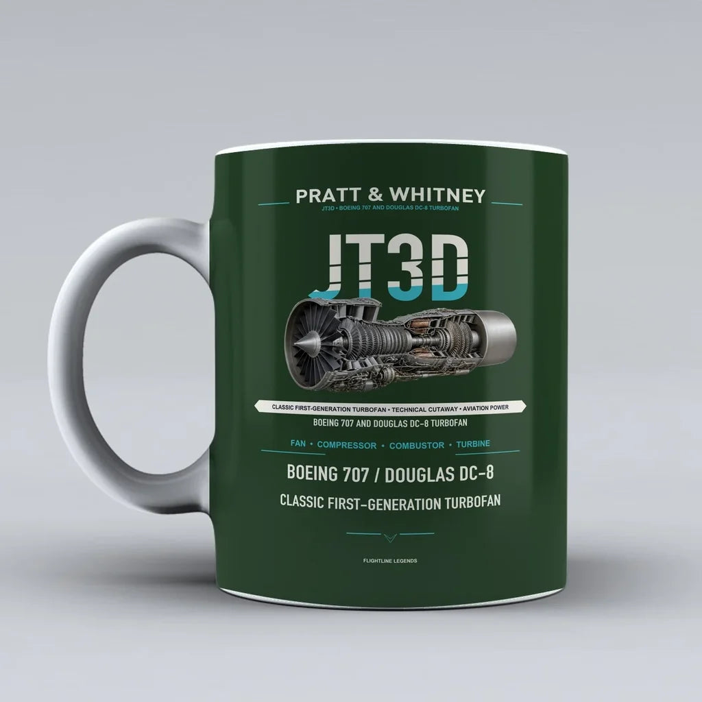 Mug design on dark green jt3d