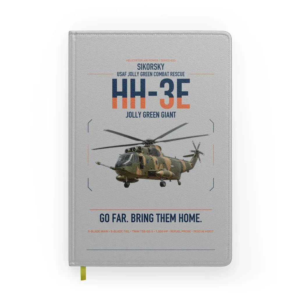 Sikorsky HH-3E Jolly Green Giant design on light gray notebook