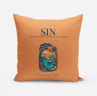 Thumbnail for Singapore Changi International Airport (SIN) design on orange pillow