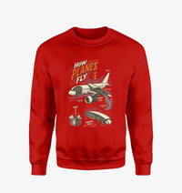 Thumbnail for How Planes Fly V2 design on red sweatshirt