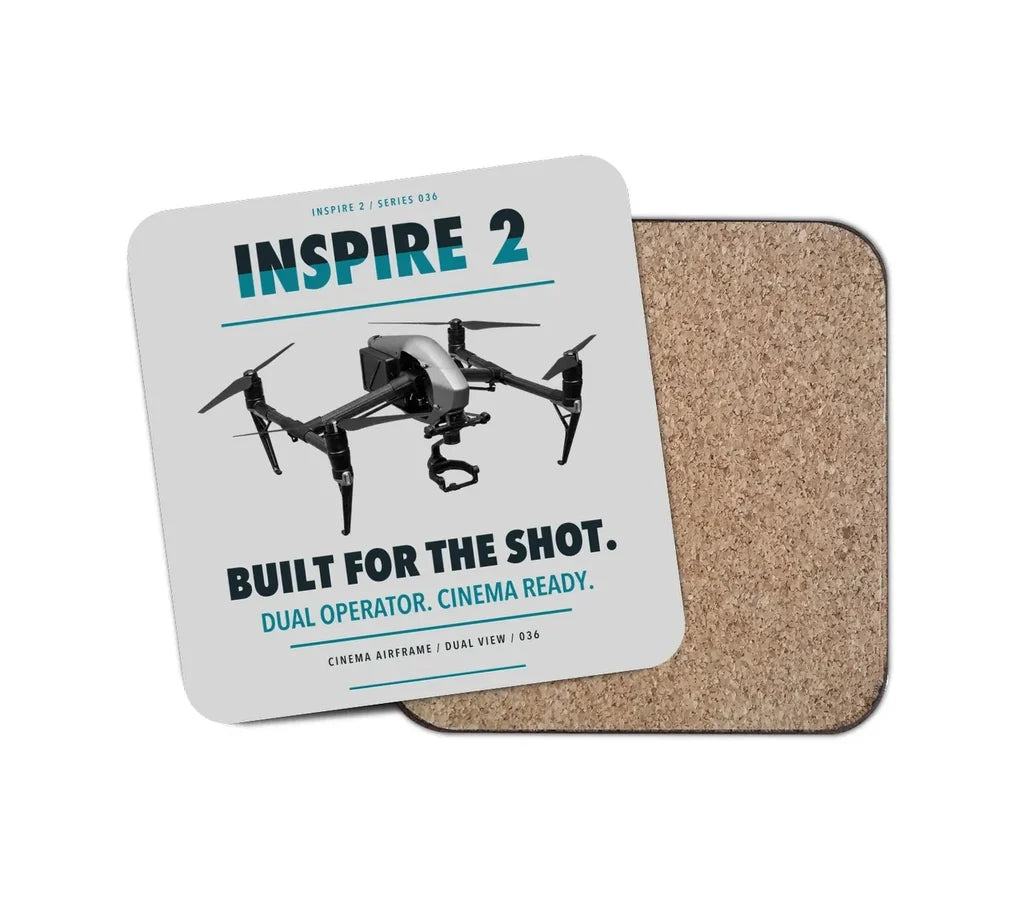 DJI Inspire 2 design on light gray 1 piece coaster