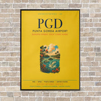 Thumbnail for Punta Gorda Airport PGD vertical canvas print - framed - yellow background