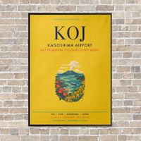Thumbnail for Kagoshima Airport KOJ vertical canvas print - framed - yellow background