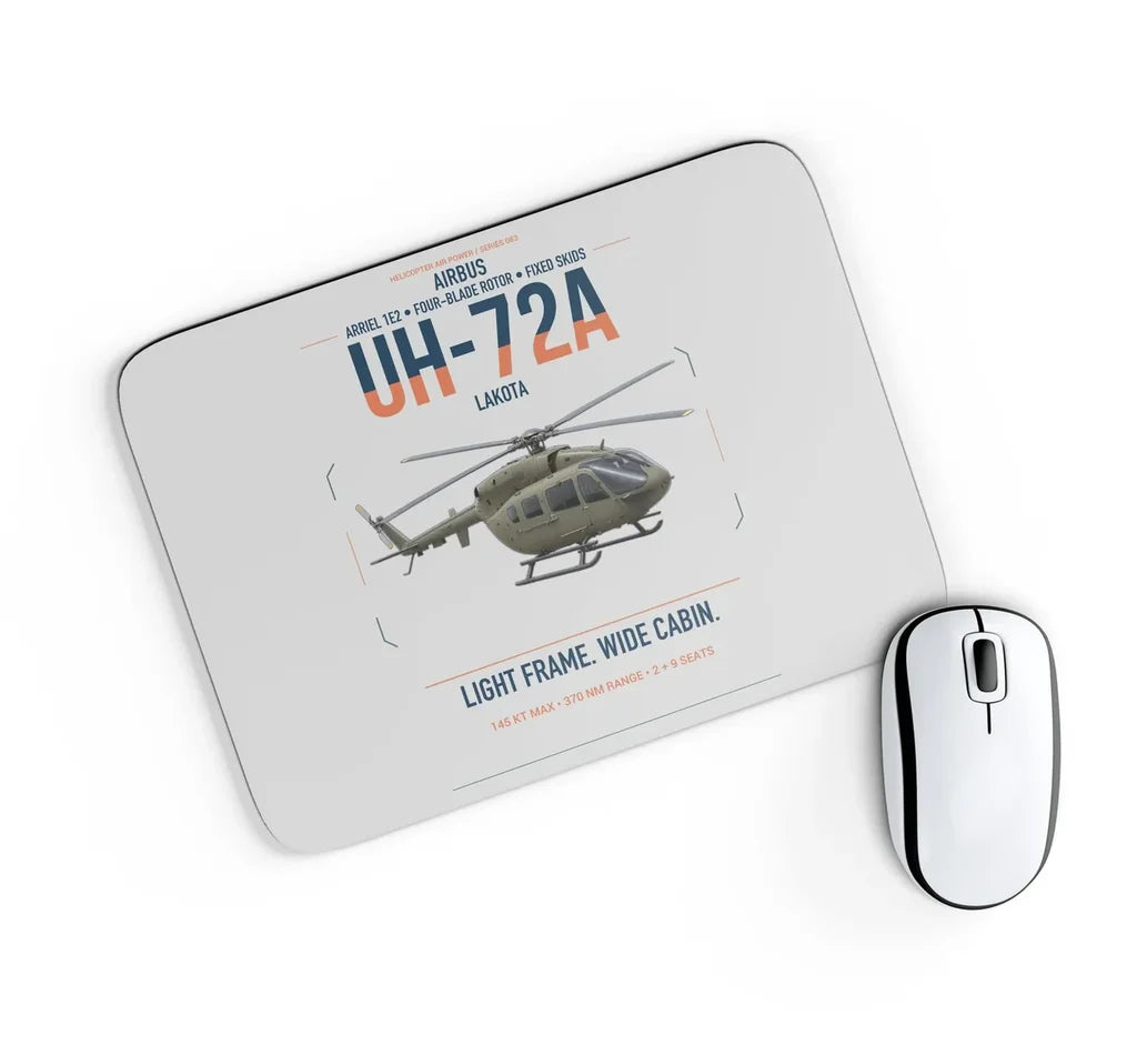 Airbus UH-72A Lakota design on light gray rectangle mouse pad