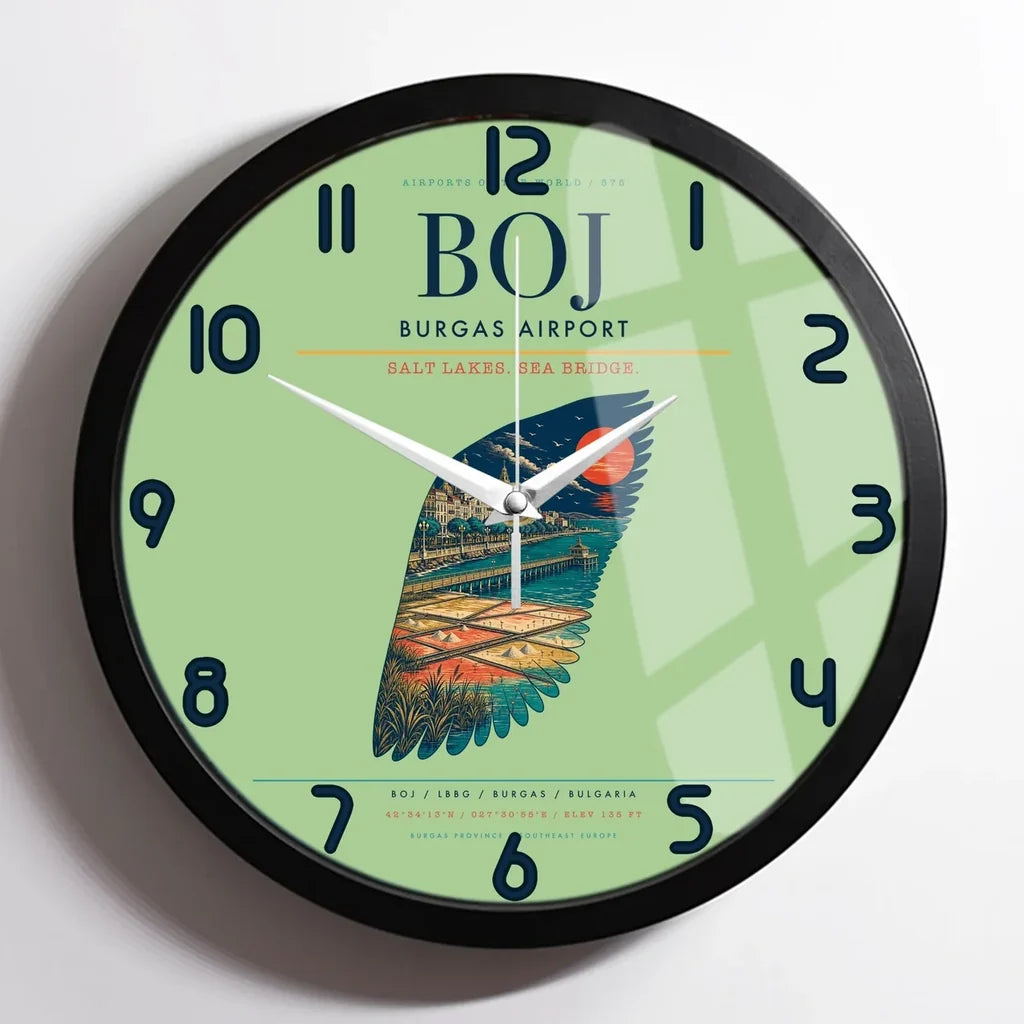 Burgas Airport BOJ Wall-Clock Framed - Light Green