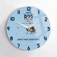 Thumbnail for Robinson R22 Beta II design on light blue no frame wall clock