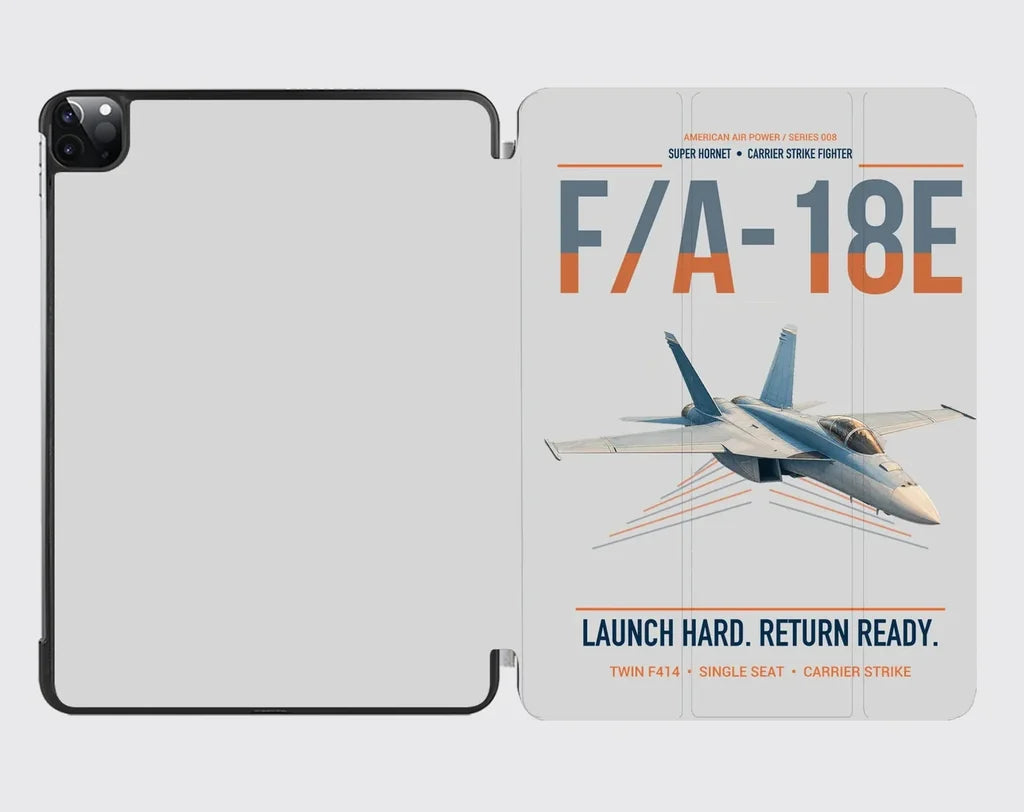 F-A-18E Super Hornet design on light gray ipad tablet case