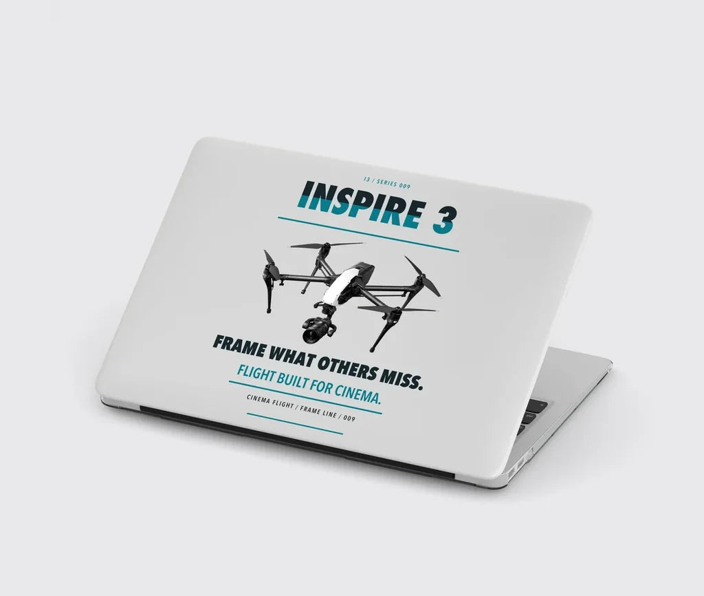 DJI Inspire 3 design on light gray MacBook case