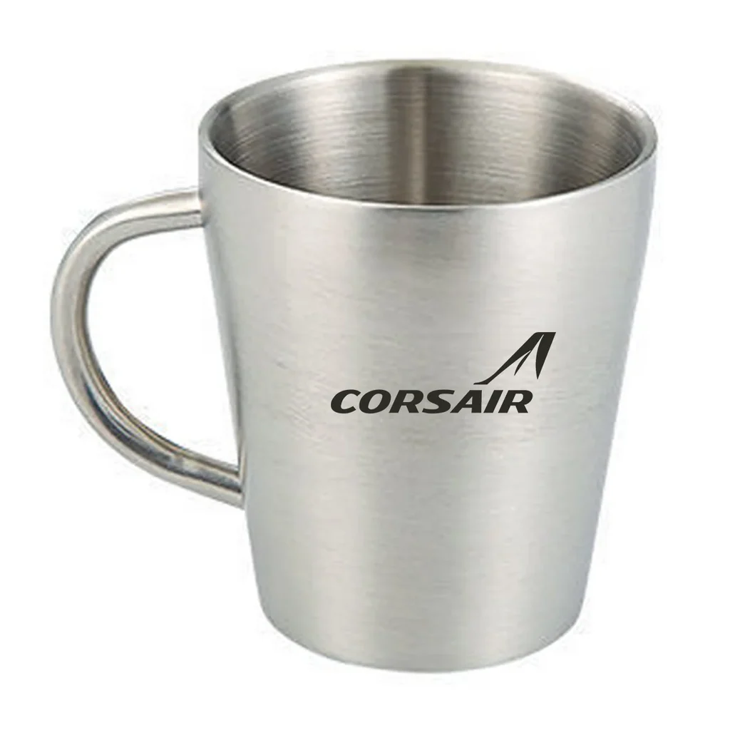 Corsair Airlines Stainless Steel Coffee mug in silver