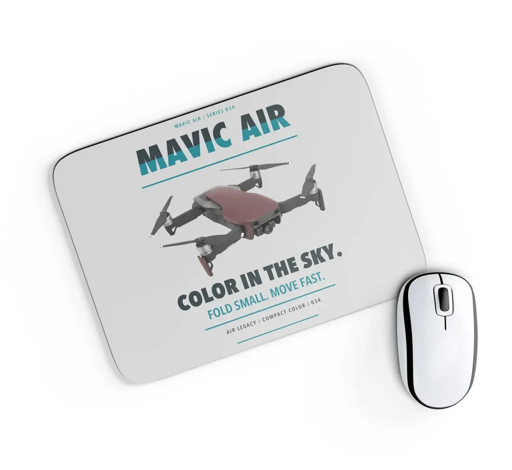 DJI Mavic Air design on light gray rectangle mouse pad