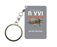 Thumbnail for Fokker D.XXI — Dutch LVA aircraft 221 design on gray designed key chain, double-side print