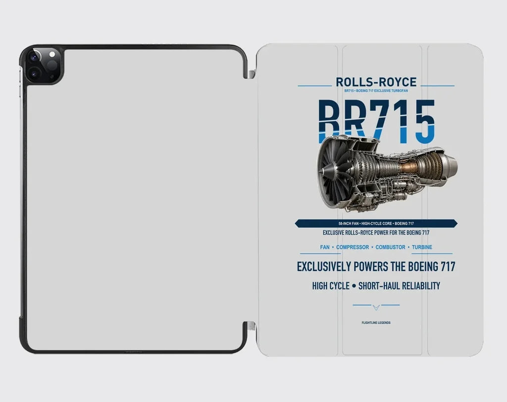 BR715 design on light gray ipad tablet case