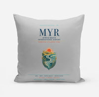 Thumbnail for Myrtle Beach International Airport (MYR) design on light gray pillow