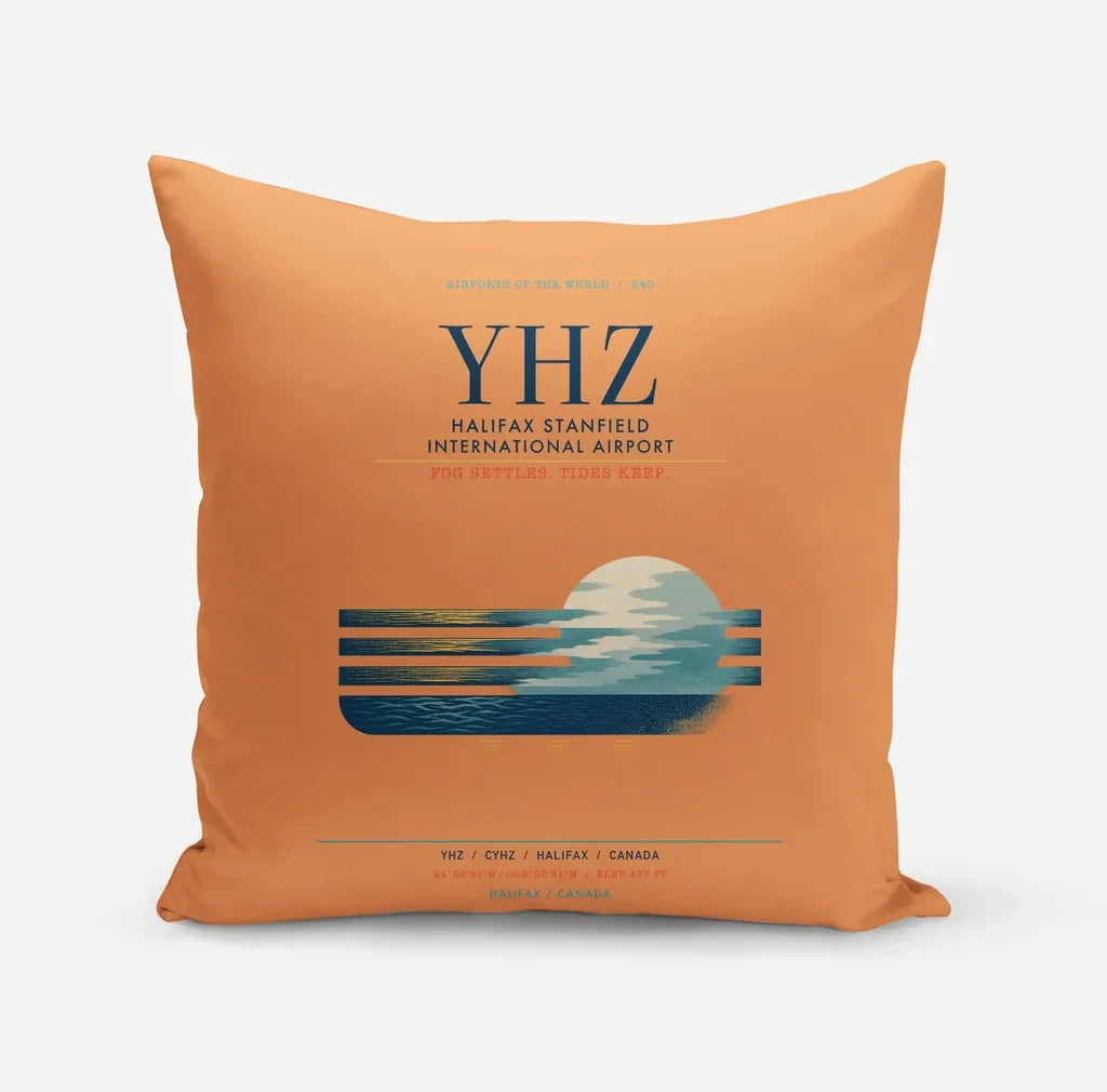 Halifax Stanfield International Airport (YHZ) design on orange pillow