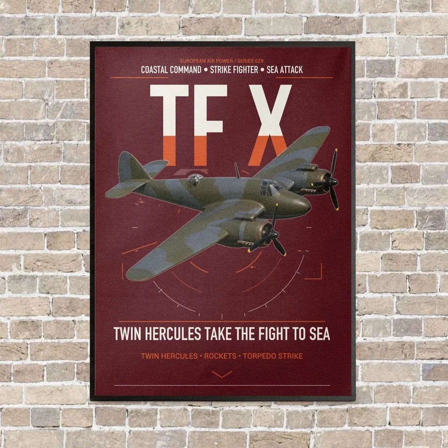Bristol Beaufighter TF X vertical canvas print - framed - dark red background